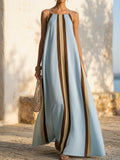 Linen-Look Striped Maxi Dress, Slip Silhouette