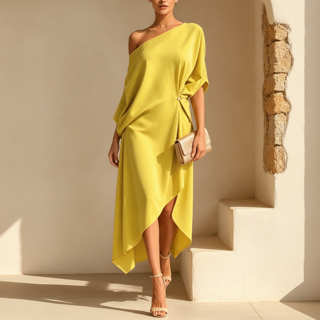 Linen-Look Sleeveless Dress, Minimalist Silhouette