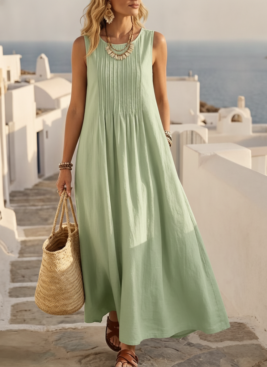 Linen-Look Vest Dress, Relaxed Loose Fit