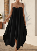 Linen-Look Backless Dress, Strappy Silhouette
