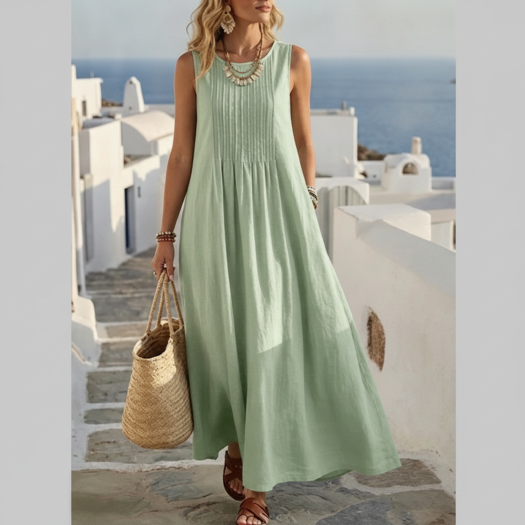 Linen-Look Vest Dress, Relaxed Loose Fit