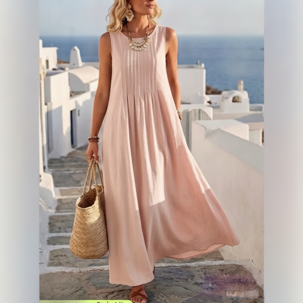 Linen-Look Vest Dress, Relaxed Loose Fit