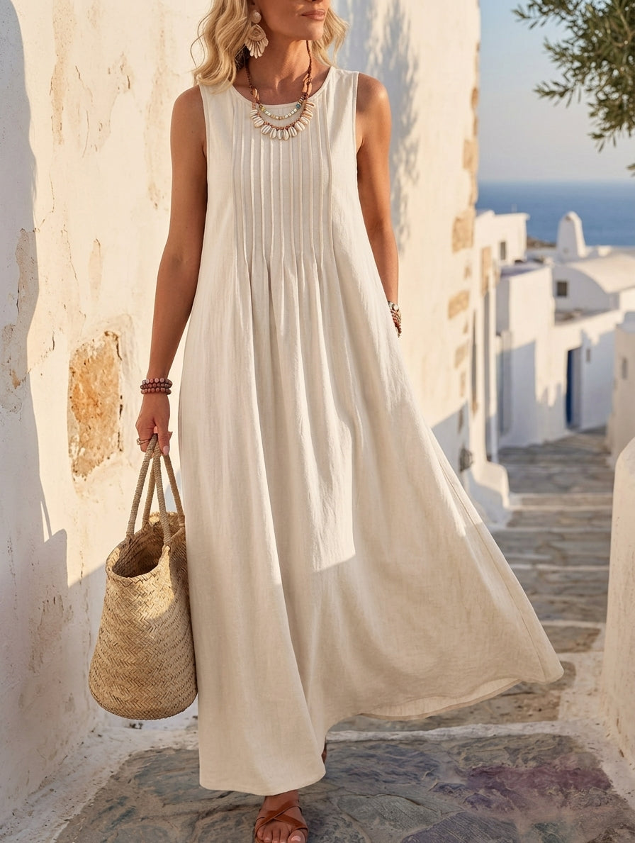 Linen-Look Vest Dress, Relaxed Loose Fit