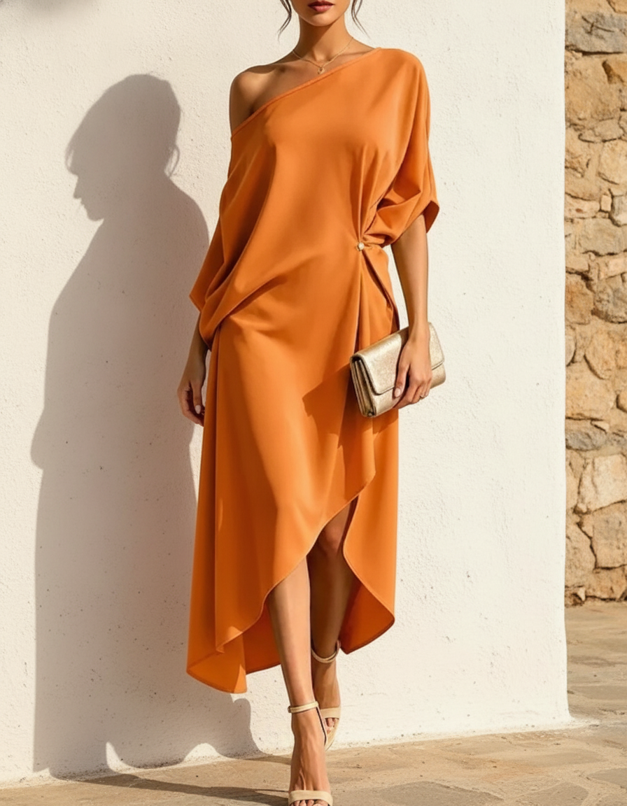 Linen-Look Sleeveless Dress, Minimalist Silhouette