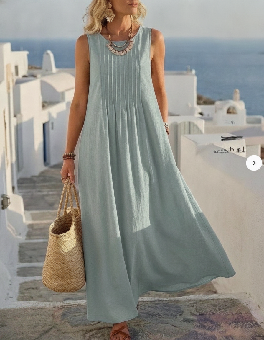 Linen-Look Vest Dress, Relaxed Loose Fit