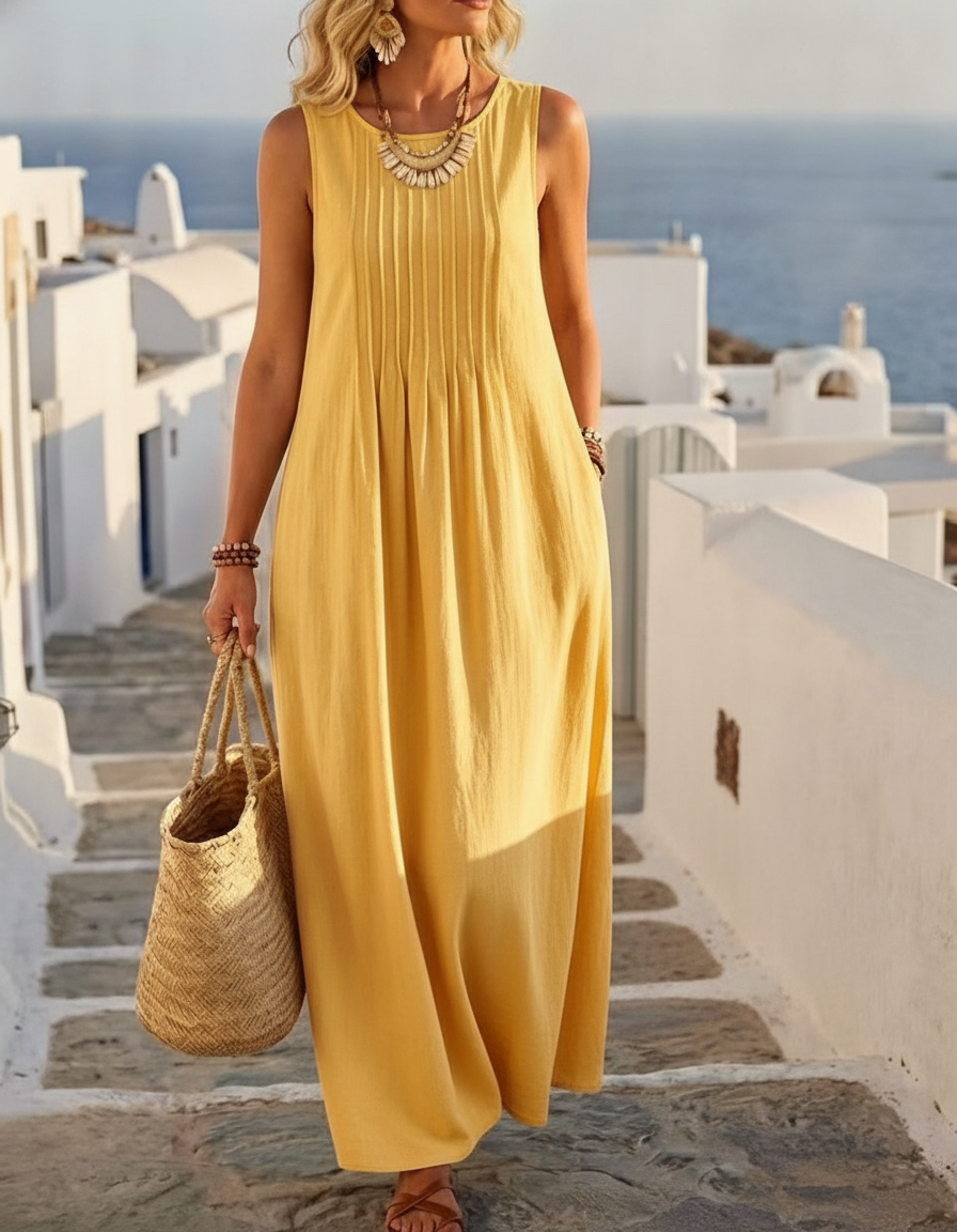 Linen-Look Vest Dress, Relaxed Loose Fit